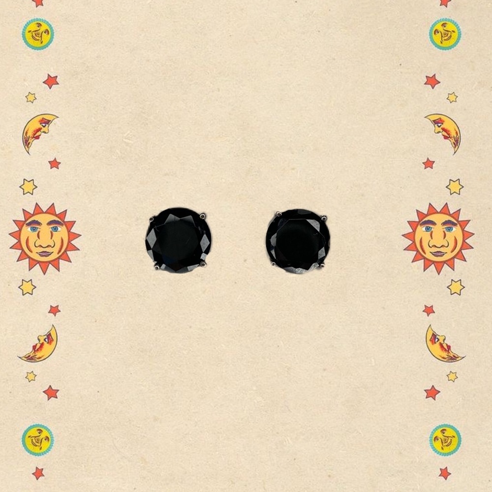 Black Jeweled Studded Earrings